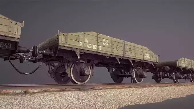 Armored Train JDP20TU railway platform 18T Low-poly 3D model
