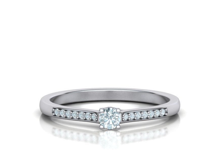 Solitaire Engagement ring with 3mm stone 3dmodel 3D print model_3