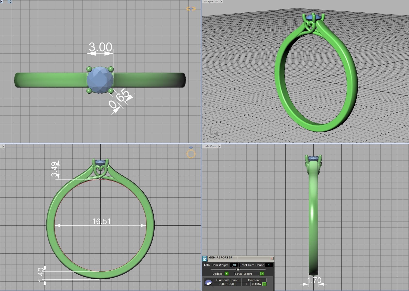 Solitaire Engagement ring with 3mm stone 3dmodel 3D print model_26