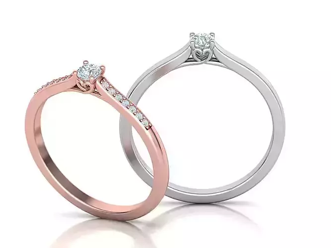 Solitaire Engagement ring with 3mm stone 3dmodel