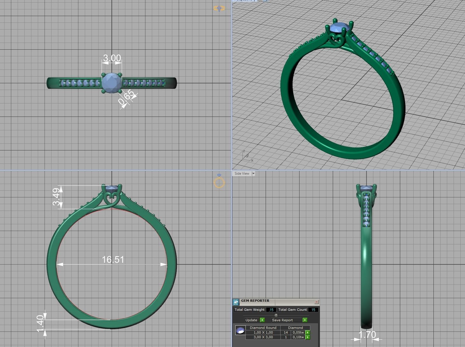 Solitaire Engagement ring with 3mm stone 3dmodel 3D print model_20