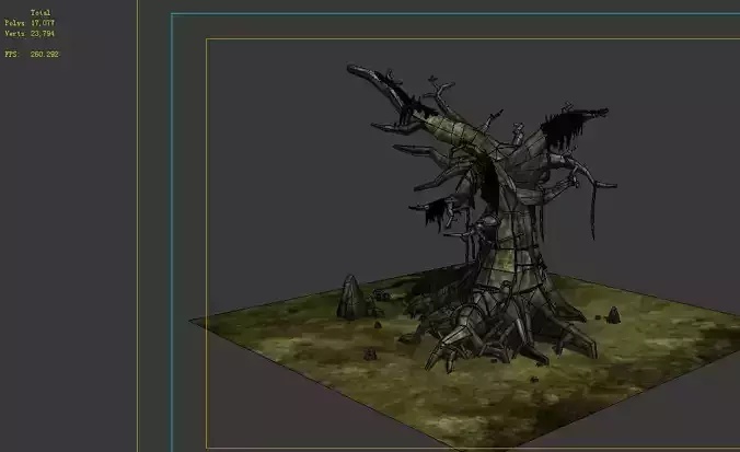 ene - dead tree covered with thorns moss decay 01