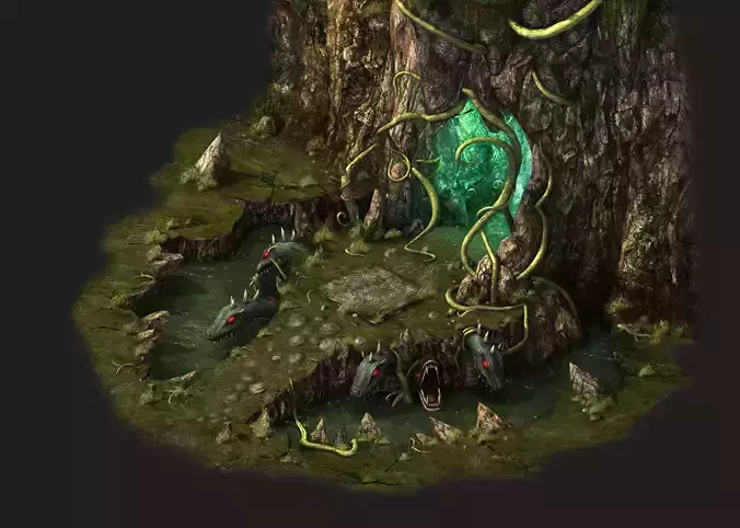 ey scene - Viper the guardian of the tree hole 01 3D model