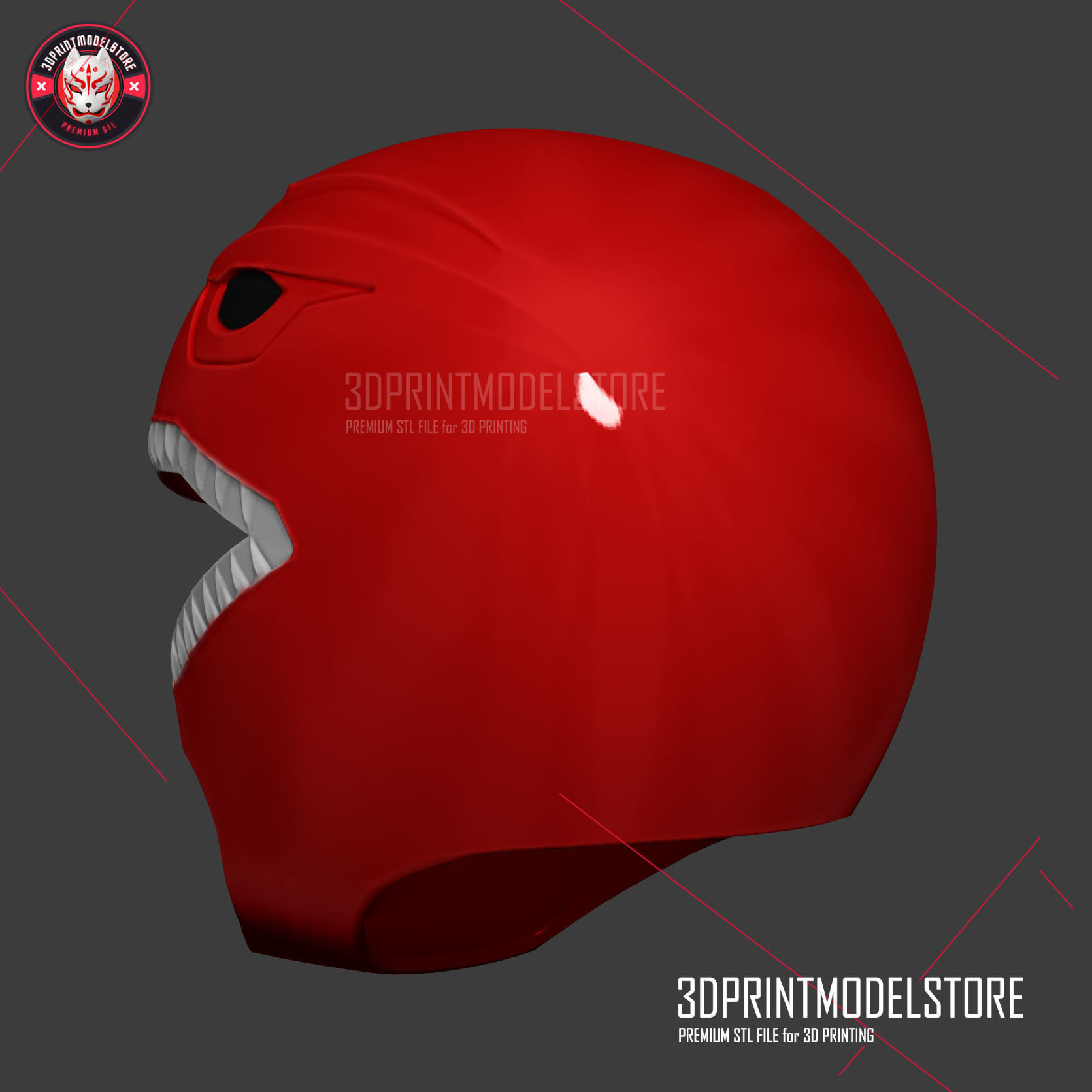 Red Ranger Mighty Morphin Power Ranger Helmet Cosplay STL File 3D model ...