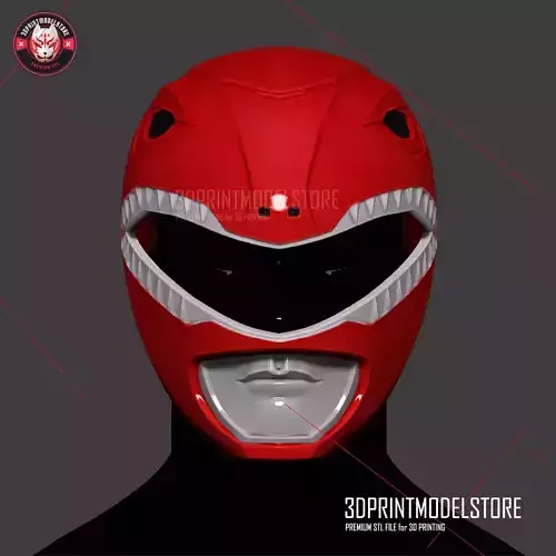 Red Ranger Mighty Morphin Power Ranger Helmet Cosplay STL File 3D print model