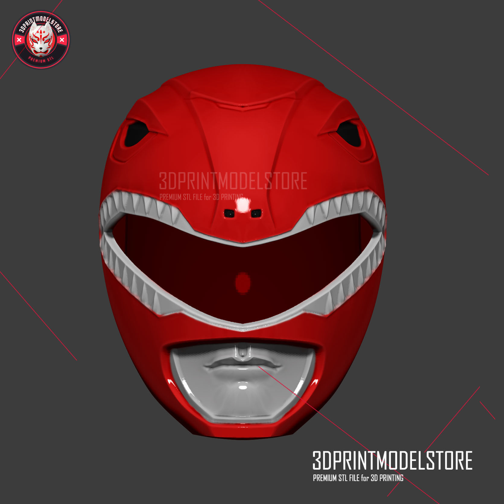 Red Ranger Mighty Morphin Power Ranger Helmet Cosplay STL File 3D model ...