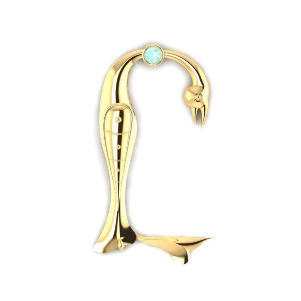 Bird calligraphy with armenian letter Y 3D print model_15