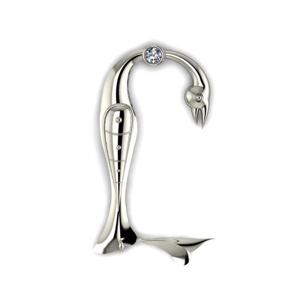 Bird calligraphy with armenian letter Y 3D print model_10