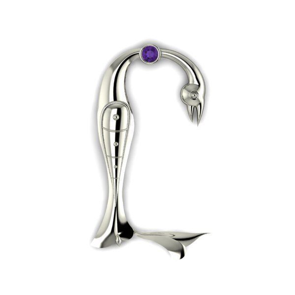 Bird calligraphy with armenian letter Y 3D print model_7