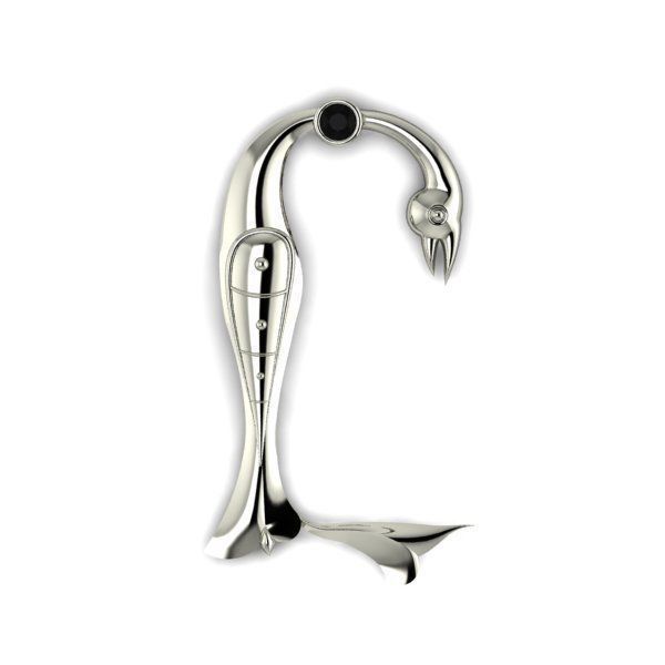 Bird calligraphy with armenian letter Y 3D print model_9