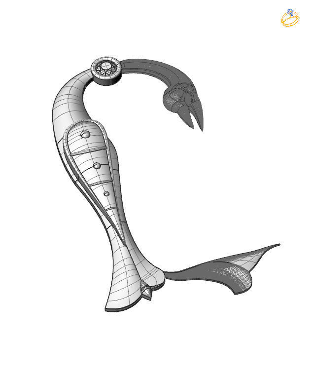 Bird calligraphy with armenian letter Y 3D print model_4