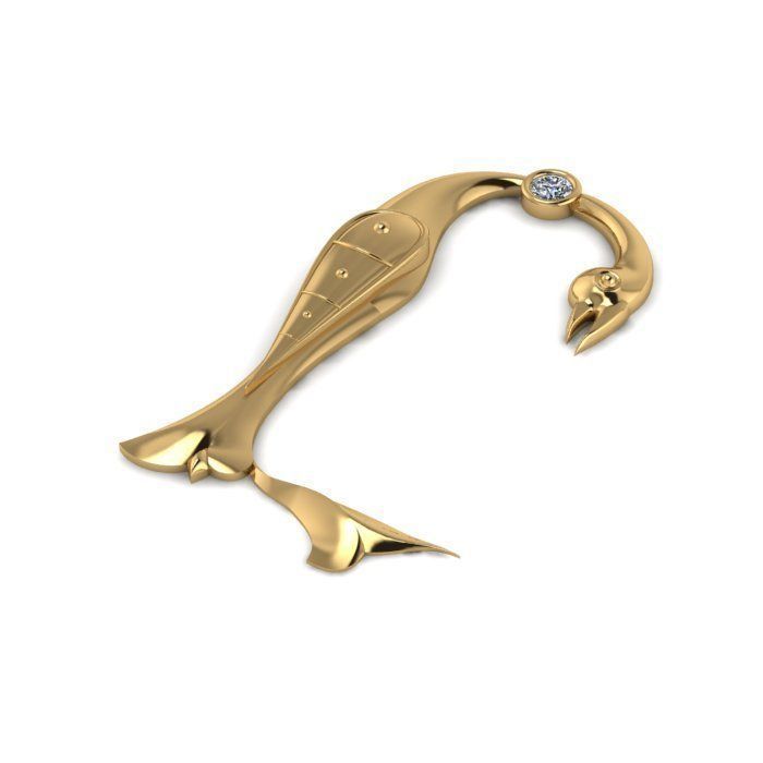 Bird calligraphy with armenian letter Y 3D print model_2