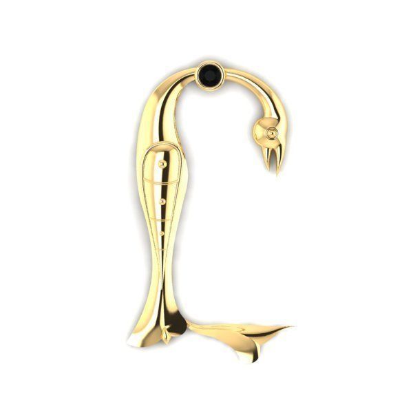 Bird calligraphy with armenian letter Y 3D print model_16