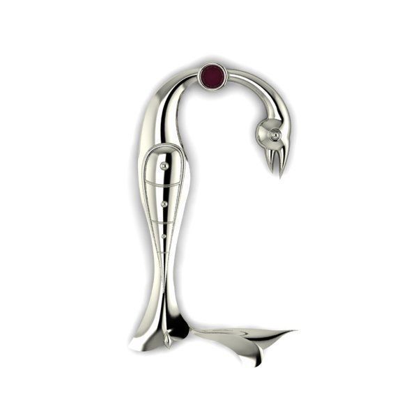 Bird calligraphy with armenian letter Y 3D print model_12