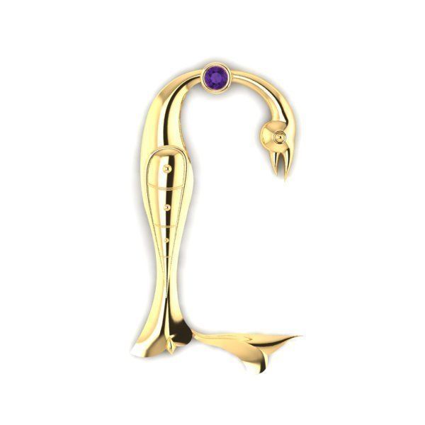 Bird calligraphy with armenian letter Y 3D print model_14