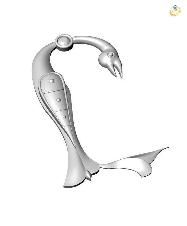 Bird calligraphy with armenian letter Y 3D print model_3