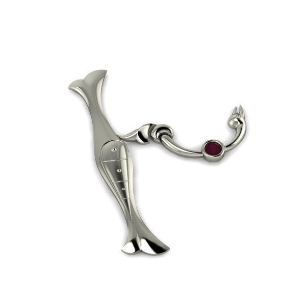 Bird calligraphy with armenian letter Xh 3D print model_26