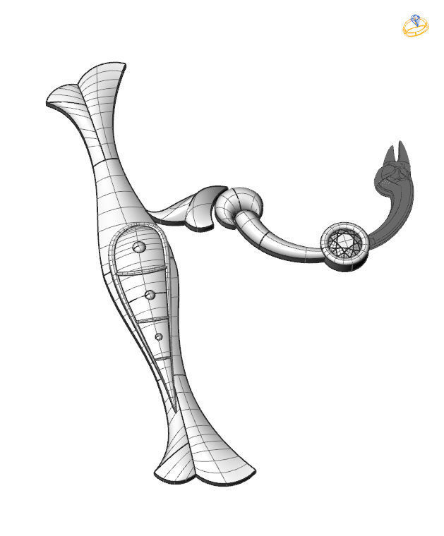 Bird calligraphy with armenian letter Xh 3D print model_3