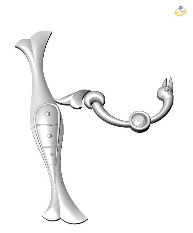 Bird calligraphy with armenian letter Xh 3D print model_5