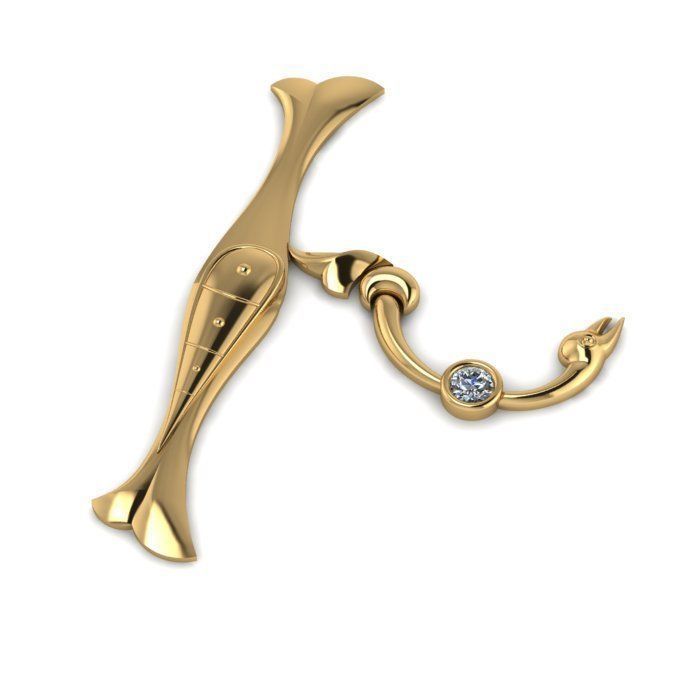 Bird calligraphy with armenian letter Xh 3D print model_2