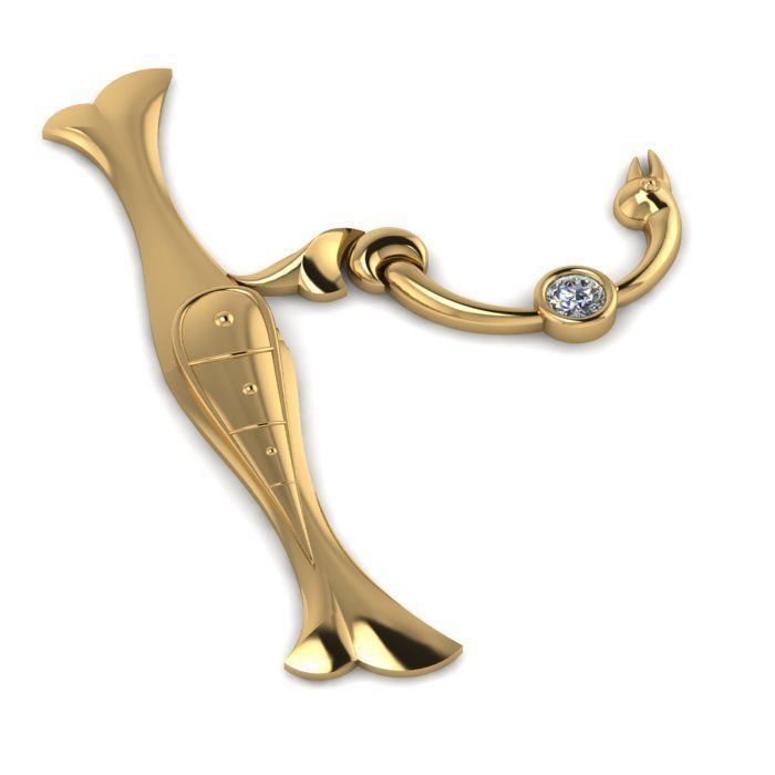 Bird calligraphy with armenian letter Xh 3D print model_1