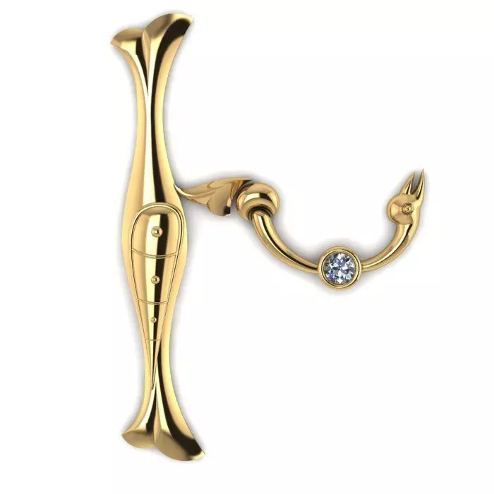 Bird calligraphy with armenian letter Xh 3D print model_0