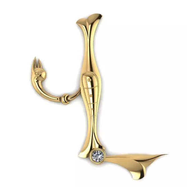 Bird calligraphy with armenian letter V 3D print model