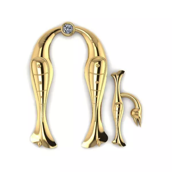 Bird calligraphy with armenian letter U 3D print model