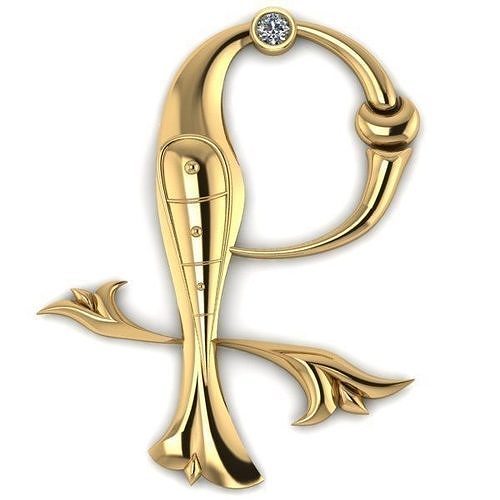 Bird calligraphy with armenian letter Q 3D print model