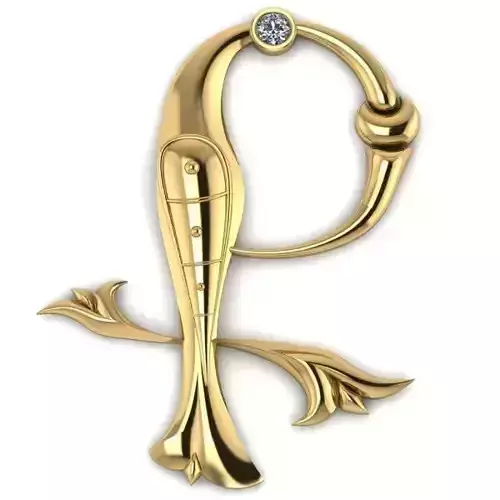 Bird calligraphy with armenian letter Q 3D print model