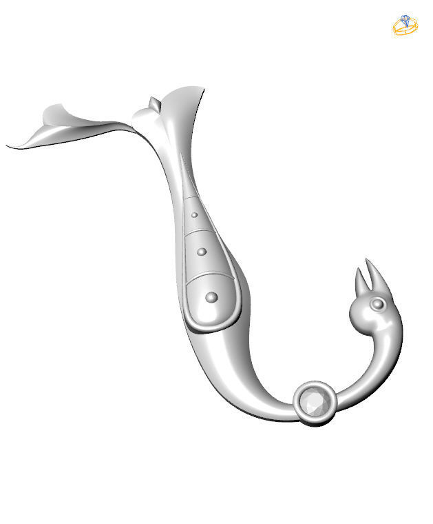 Bird calligraphy with armenian letter N 3D print model_5