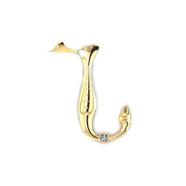 Bird calligraphy with armenian letter N 3D print model_17