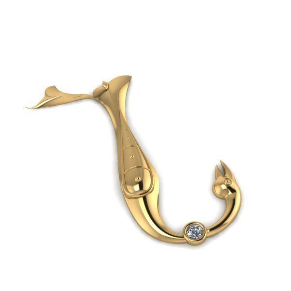 Bird calligraphy with armenian letter N 3D print model_1