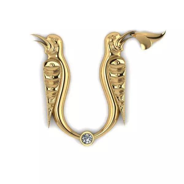 Bird calligraphy with armenian letter M 3D print model_0