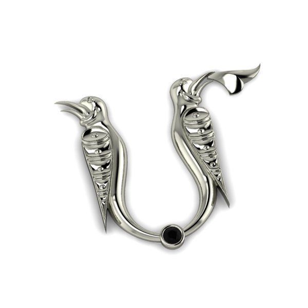 Bird calligraphy with armenian letter M 3D print model_23