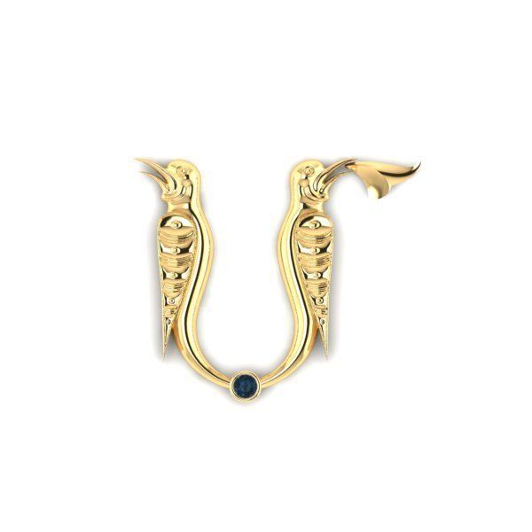 Bird calligraphy with armenian letter M 3D print model_13