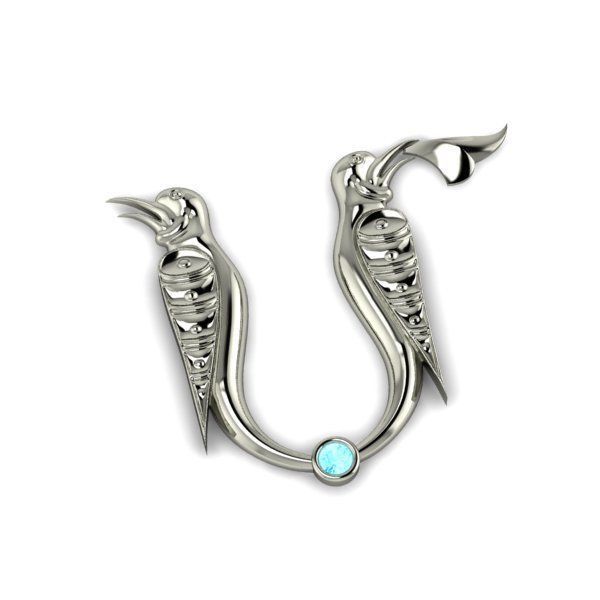 Bird calligraphy with armenian letter M 3D print model_22