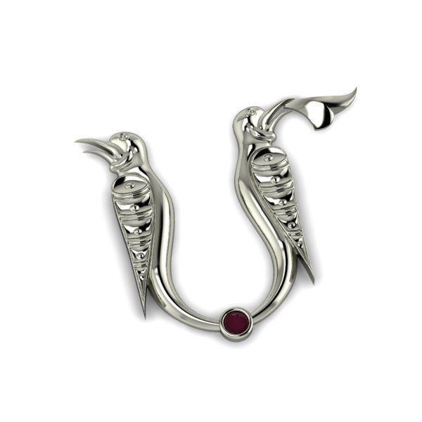 Bird calligraphy with armenian letter M 3D print model_26