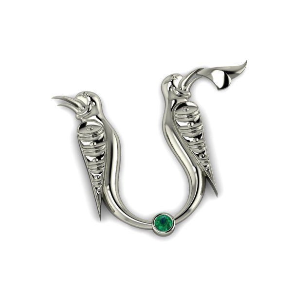 Bird calligraphy with armenian letter M 3D print model_25