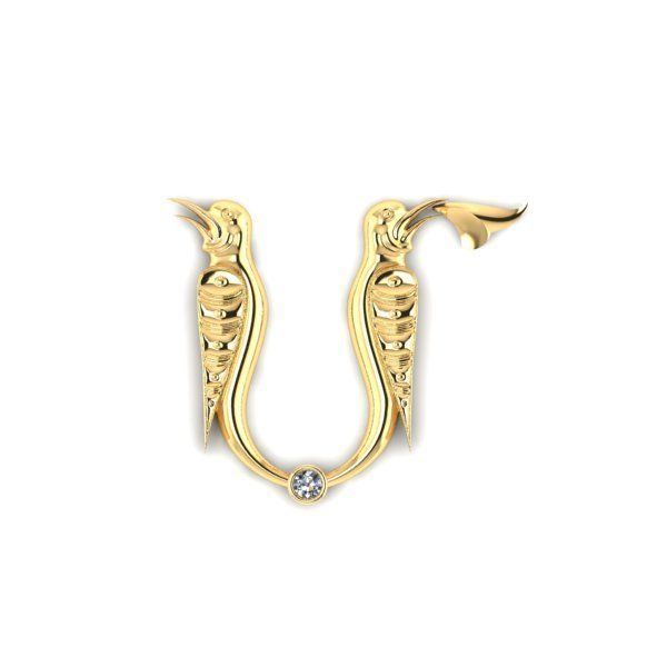 Bird calligraphy with armenian letter M 3D print model_17