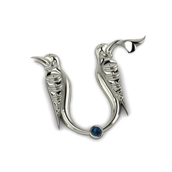 Bird calligraphy with armenian letter M 3D print model_20