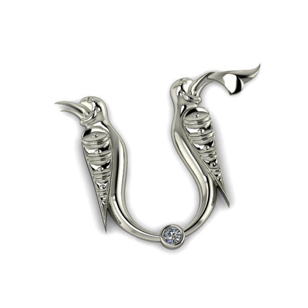 Bird calligraphy with armenian letter M 3D print model_24