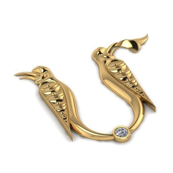 Bird calligraphy with armenian letter M 3D print model_1