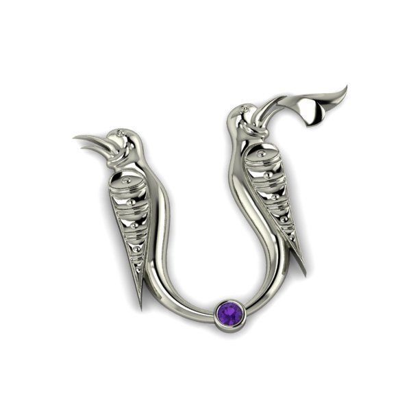 Bird calligraphy with armenian letter M 3D print model_21