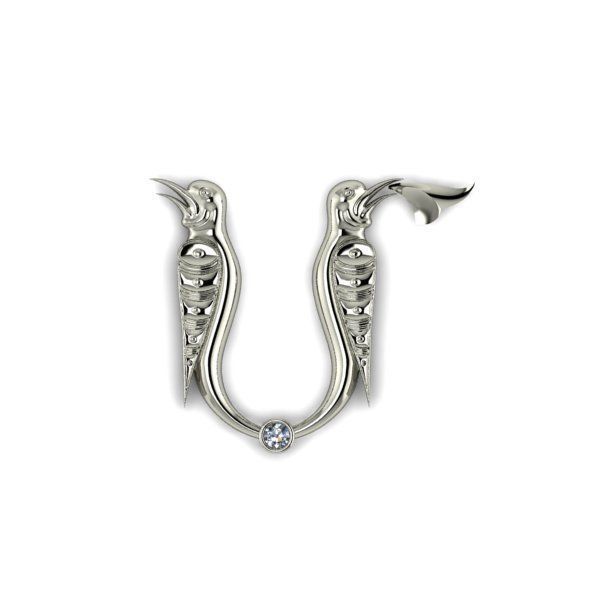 Bird calligraphy with armenian letter M 3D print model_10