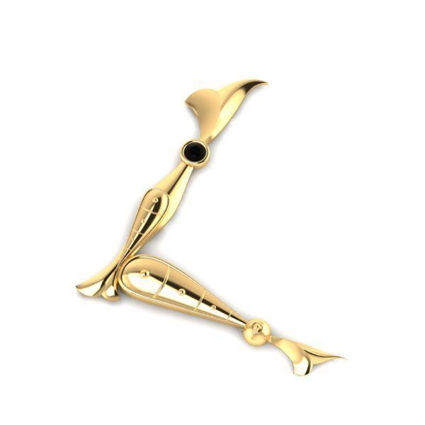 Bird calligraphy with armenian letter L 3D print model_30