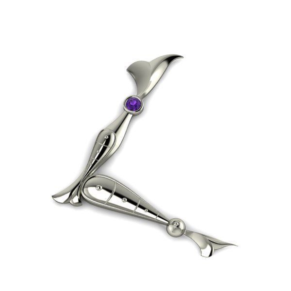 Bird calligraphy with armenian letter L 3D print model_21