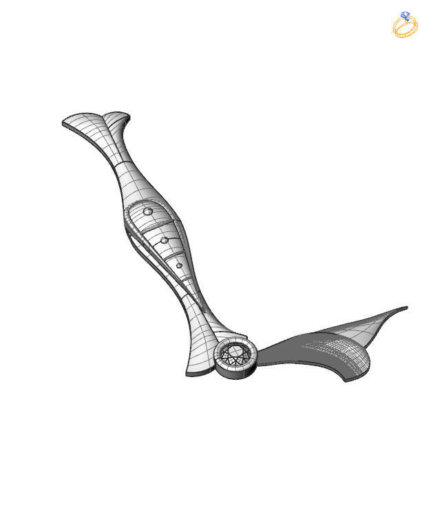 Bird calligraphy with armenian letter L 3D print model_3