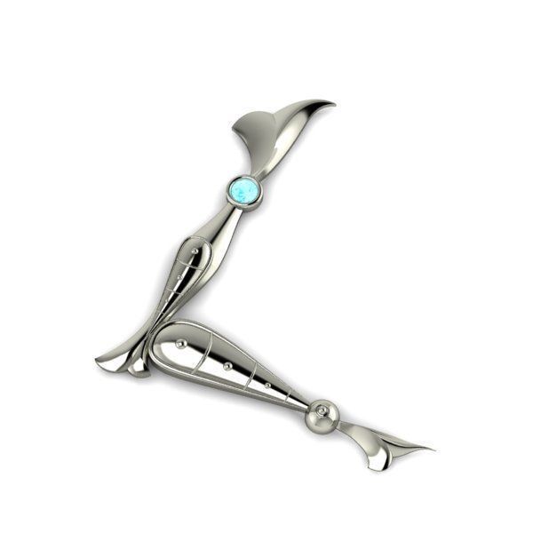 Bird calligraphy with armenian letter L 3D print model_22