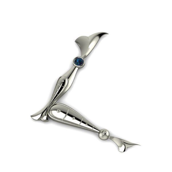 Bird calligraphy with armenian letter L 3D print model_20